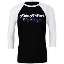 Load image into Gallery viewer, Ride a Wave: Cyclops 3/4 sleeve Baseball Top