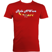 Load image into Gallery viewer, Ride a Wave: Nazare | Men&#39;s Fitted Tee in Darker Colours
