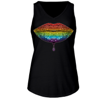 Load image into Gallery viewer, Rainbow: Lips #2 Ladies Flowy V Neck Tank Top
