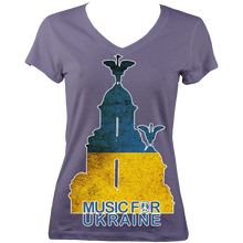Load image into Gallery viewer, Music and Peace for Ukraine - Women&#39;s V-neck Jersey Tee
