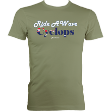 Load image into Gallery viewer, Ride a Wave: Cyclops | Men&#39;s Fitted Tee in Darker Colours
