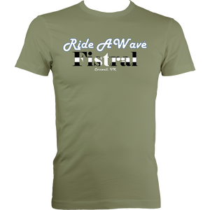 Ride a Wave: Fistral | Men's Fitted Tee in Darker Colours