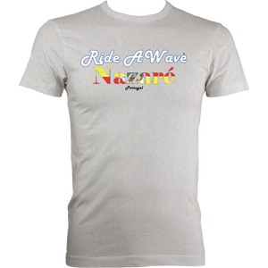 Ride a Wave: Nazare | Men's Fitted Tee in Lighter Colours