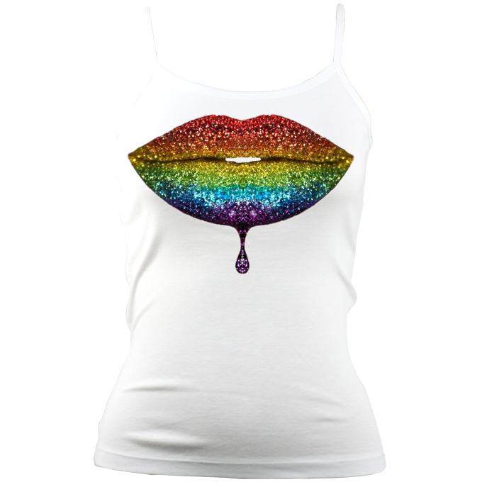 Rainbow Lips 2 Spaghetti Strap Tank Top