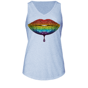 Rainbow: Lips #2 Ladies Flowy V Neck Tank Top