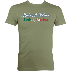 Ride a Wave: Todos Santos | Men's Fitted Tee in Darker Colours