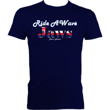 Load image into Gallery viewer, Ride a Wave: Jaws | Men&#39;s Fitted Tee in Darker Colours
