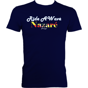 Ride a Wave: Nazare | Men's Fitted Tee in Darker Colours