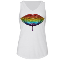 Load image into Gallery viewer, Rainbow: Lips #2 Ladies Flowy V Neck Tank Top
