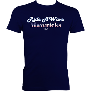Ride a Wave: Mavericks | Men's Fitted Tee in Darker Colours