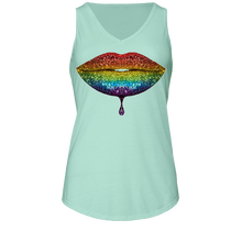 Load image into Gallery viewer, Rainbow: Lips #2 Ladies Flowy V Neck Tank Top
