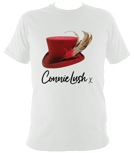 No.5: Ms Connie's Red Top Hat and Feathers (White T-shirt)